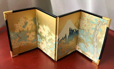 Japan mini 4panel Folding Screen Byobu Ukiyo-e Hokusai Spring View of Mount Fuji picture