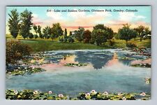 Greeley CO-Colorado, Lake And Sunken Gardens, Glenmere Park, Vintage Postcard picture
