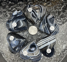 Natural Deep blue/black Banded agate carved heart palm stones  & Gift picture