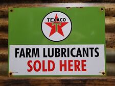 VINTAGE TEXACO LUBRICANTS PORCELAIN SIGN FARM SOLD HERE TEXAS US GAS OIL COMPANY picture
