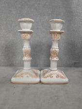 Vintage Pair Of Porcelain Ceramic Candlestick Holders 8