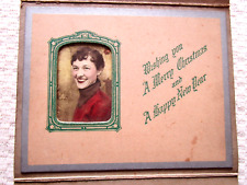 Antique Christmas Card Exquisitely Hand Colored Gorgeous -E10K-24 picture