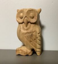 Vintage 1960-1970 Hand Carved Wooden Owl Square Folk Art Figure Whistle picture