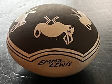 Emma Lewis Acoma Pueblo Pottery seed pot stylized rabbits signed Native American picture