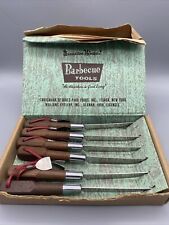 SET (6) Duncan Hines Williams Cutlery BBQ Knives Wood Handle OPENED BOX UNUSED picture