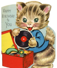 Vintage Happy Birthday to You Kitty Cat 45s Record Player Used 1950s picture