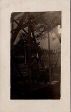 1908, Boy Standing on a Wooden Swing, PLYMOUTH, Michigan Real Photo Postcard picture