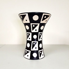 MCM Flared Pottery Vase VTG Geometric Wheel Thrown Handmade Chulucanas Peru 1960 picture