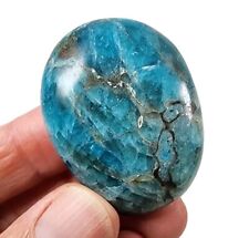 Blue Apatite Polished Crystal Pebble Madagascar 32.9 grams. picture