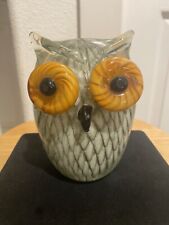 VINTAGE MURANO GLASS OWL FIGURINE PAPERWEIGHT BIG EYE VERY COOL picture