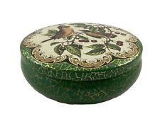Vintage Daher Decorated Ware Green Bird Round 5x2” Tin Made In England picture
