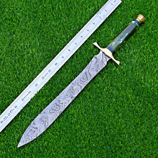 Macedonian Army Damascus Sword Custom Made - Hand Forged Damascus Steel 1663 picture