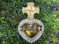Stunning Sacred Heart with Roses, Gold and Silver Leaf, Mexican Tin Art picture