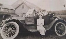 1920's ? Original Black & White Photo Family In Convertible Old Car picture