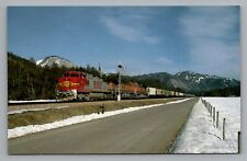 Postcard Westbound BNSF Grain Train Semaphores Montana Rail Link 3 Locomotives picture