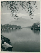 India, India, Kashmir, Dal Lake and Himalayan Mountains in Background Vintage sil picture