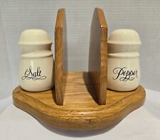 Salt and Peper Vintage Wood Napkin Holder 3 Piece Set picture
