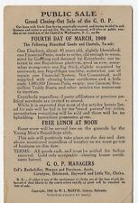 1908 Wm J Bryan Campaign Postcard anti-GOP Taft Public Sale Like an Auction Bill picture