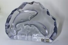 Vintage Ganz Clear Glass Crysal Whale Paperweight Carved Etched 4.5”x 6” Taiwan picture