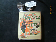 Vintage Dude Straight Shooter Flask 7 oz Stainless Steel  picture
