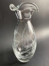 LENOX Clear Cut Crystal Floral Etched Raffled Top Vase  picture