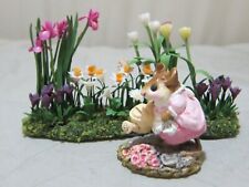 Wee Forest Folk WFF M-111 Pink Spring Gardener Flower Accessory & White Fence picture