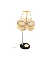 Large Base Lamp Ivory Lampshades Fringe Academia Vintage Boho Shabby Chic 21