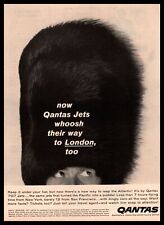 1959 Qantas Airlines 707 Jets To London Queen's Guard Bearskin Hat Print Ad picture