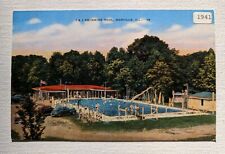 Vintage Danville, Illinois Linen Postcard - I&I Swimming Pool Old Autos SEE NOTE picture