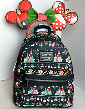 Loungefly Disney Parks CHRISTMAS UGLY SWEATER Backpack + Ornament Ears Headband picture