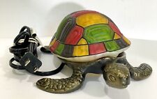 Vintage Stained Glass Turtle Tiffany Style Accent Table Lamp Night Light EXC picture