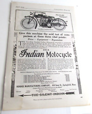1914 INDIAN MOTORCYCLES Motorcycle Print Advertising 260 Model The Silent Indian picture