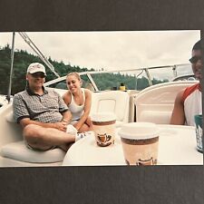 FOUND VINTAGE PHOTO PICTURE People Riding On A Boat picture
