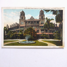 Myrtle Bank Hotel Kingston Jamaica Greetings Postcard Fountain Palm Trees picture