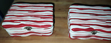 Two white and red peppermint design ceramic with metal closure trinket boxes picture