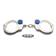 Zak Tool ZT60 Nickel Tactical Training Cuffs Chain Link Handcuffs Blue Knobs picture