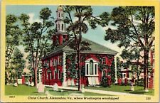 Chirst Church Alexandria VA Virginia Washington Worshipped Linen Postcard VTG  picture