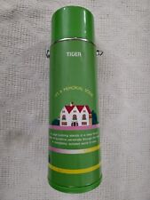 RARE Vintage Japan Green It's A Memorial Scene TIGER Thermos Vacuum Bottle picture