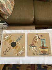 Native American Navajo Sand Paintings 2 Vintage 12x12 XLNT condition picture
