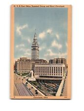 Vintage Cleveland Terminal Tower and Hotel Postcard - Colorful Cityscape Collect picture