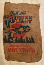 Vintage Northern Flight Potatoes Burlap 100 LB Bag Red River Valley North Dakota picture