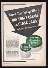 1942 Mennen Brushless Shave Cream Save Tin Help Win Buy Glass Jars Print Ad Vtg picture