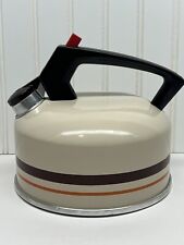 Vintage 70s Mirro Whistling Teapot Tea Kettle 2 1/2 Quart Aluminum Beige USA picture