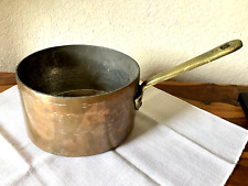 Antique Hammered Copper Cooking Pot Saucepan w/ Hand Forged Brass Handle~No Lid picture