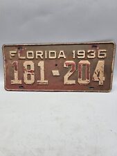 1936 Florida License Plate Mancave Garage Craft Maroon / White  181-204 picture
