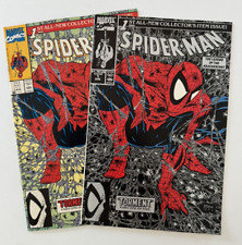 Spider-man #1 1990 -  McFarlane - Torment Silver Green - Lot of 2 comics picture
