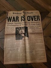 1945 Pittsburgh Post Gazette Front Page - War Is Over-Truman Announced Japanese  picture