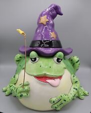 FUN AND WHIMSICAL FITZ AND FLOYD SPELL BOUND FROG WIZARD COOKIE JAR. picture