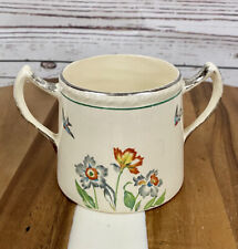 Harker Antique Mug Double Handle Silver Edge Floral Design picture