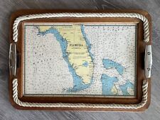 Vintage Maritime Nautical Florida Map Decorative Collectible Serving Tray 20x14” picture